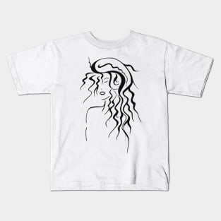 Black and white curly girl Kids T-Shirt